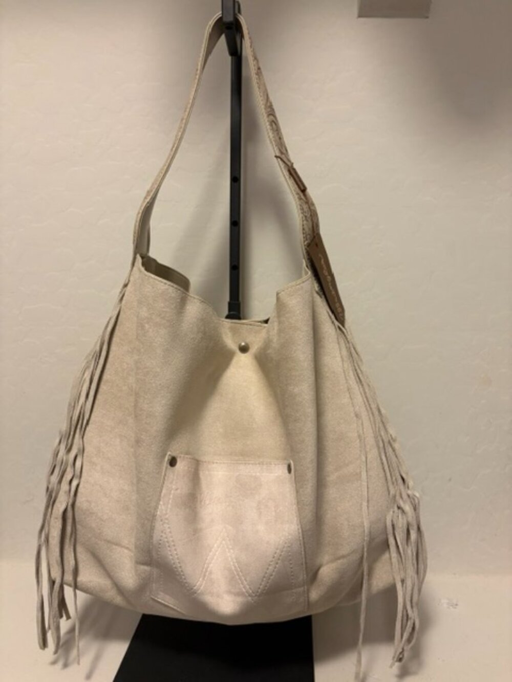 New, Wrangler Fringe Floral Tooled Hobo Bag - Beige, NWT - Picture 4 of 5